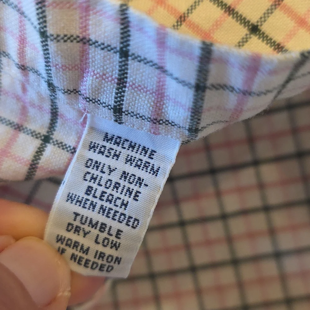 Ralph‎ Lauren Classic Fit White with Pink Green Graph Check Button-Down Shirt M